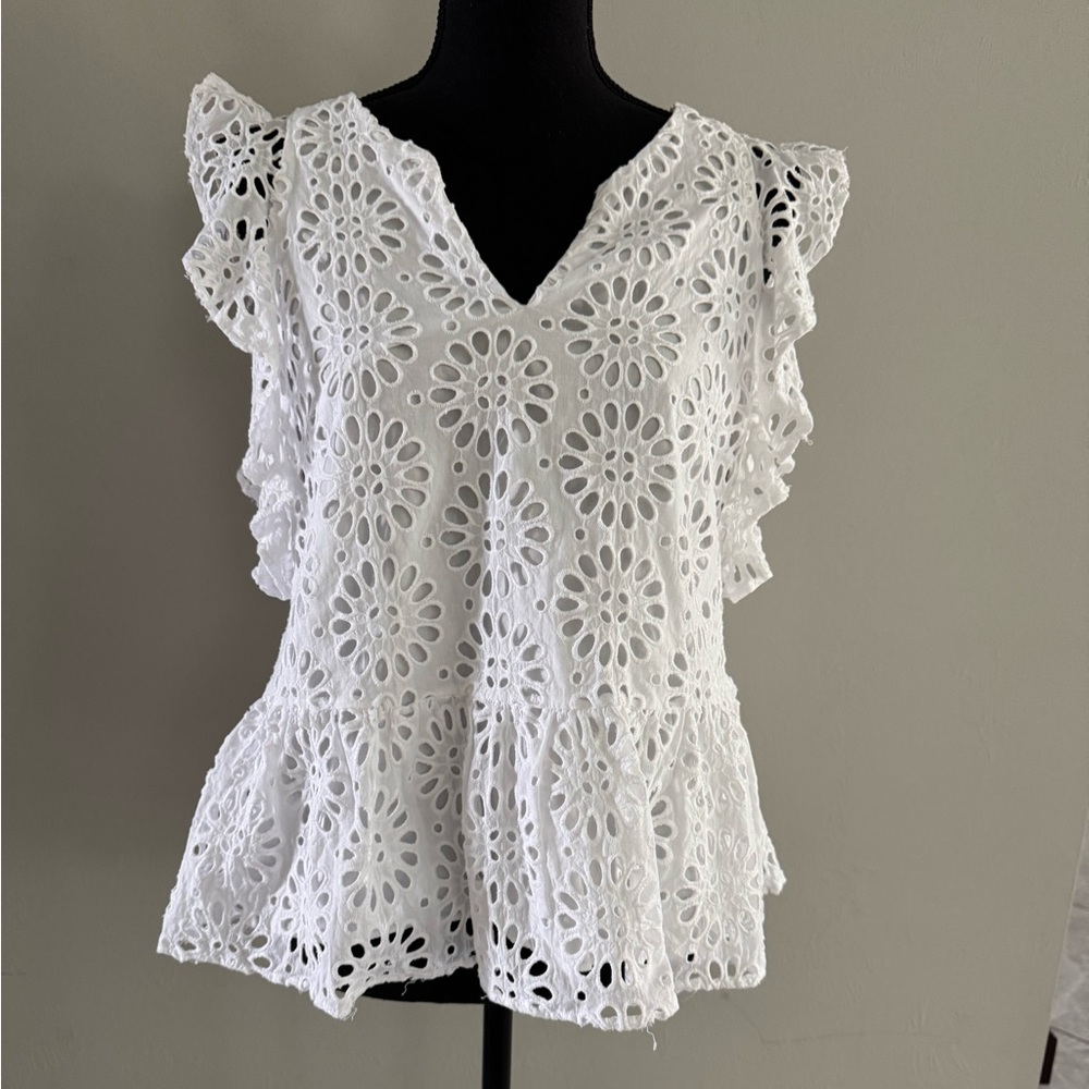 Lilly Pulitzer Faun Eyelet Top Sz 6 Resort White